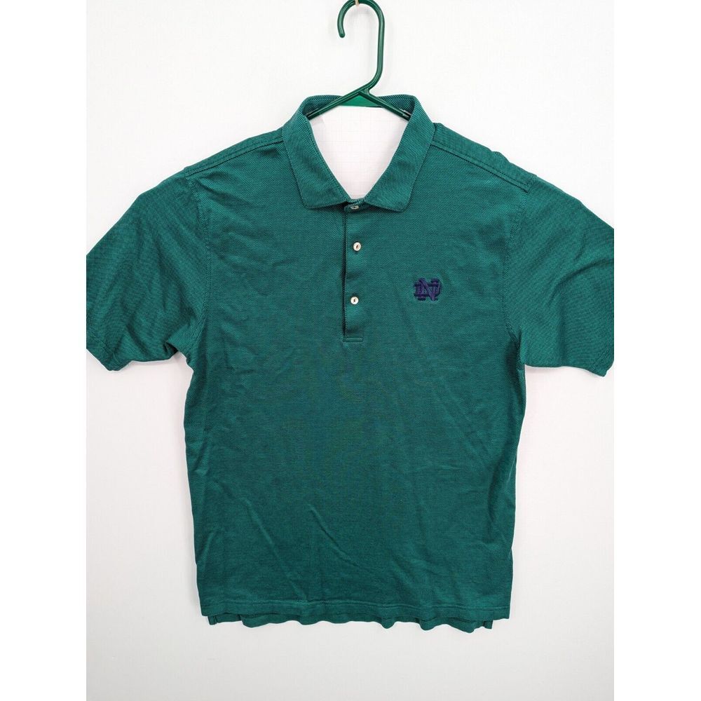 GOLD x PETER MILLAR x NOTRE DAME Men's Large Cotton Polo Shirt Green Golf IRISH